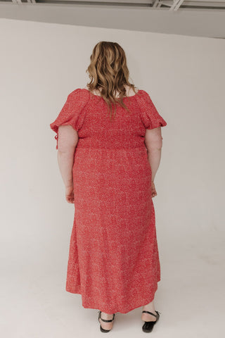 Feminine Textured Midi Dress – Berry Dotted - Love Marlow