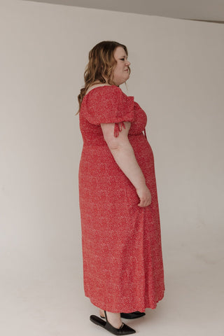 Feminine Textured Midi Dress – Berry Dotted - Love Marlow