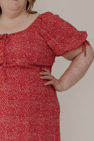 Feminine Textured Midi Dress – Berry Dotted - Love Marlow