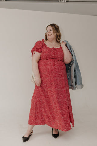 Feminine Textured Midi Dress – Berry Dotted - Love Marlow