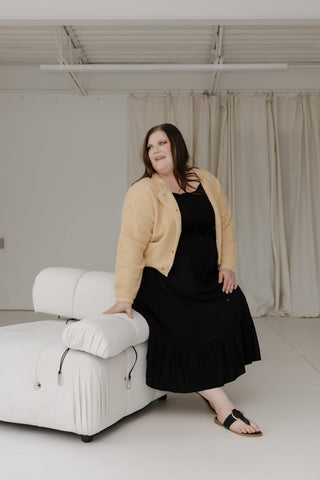 FIT AND FLARE BOHO DRESS IN BLACK - Love Marlow