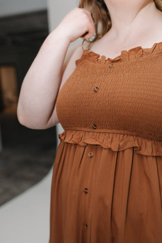 FIT AND FLARE BOHO DRESS IN URBAN BRONZE - Love Marlow