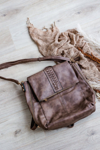 FLAPOVER BACKPACK IN DUSTED TRUFFLE - Love Marlow