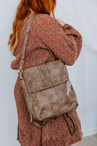 FLAPOVER BACKPACK IN DUSTED TRUFFLE - Love Marlow