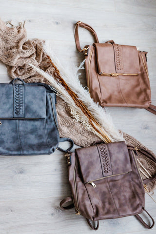 FLAPOVER BACKPACK IN DUSTED TRUFFLE - Love Marlow