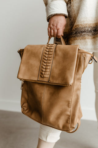 FLAPOVER BACKPACK IN TOFFEE - Love Marlow