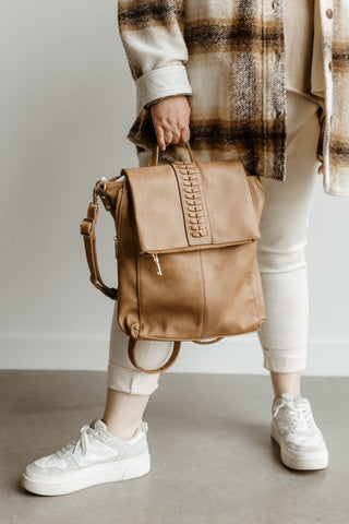 FLAPOVER BACKPACK IN TOFFEE - Love Marlow