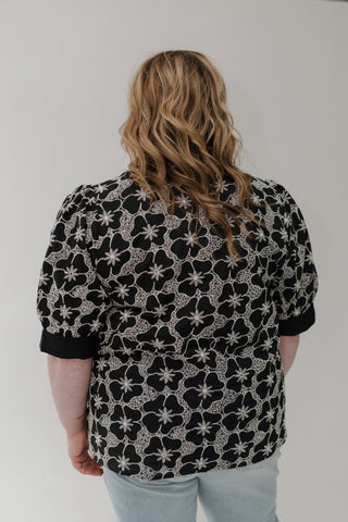 Floral Embroidered Top – Contrast Trim Detail - Love Marlow