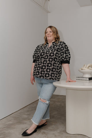 Floral Embroidered Top – Contrast Trim Detail - Love Marlow