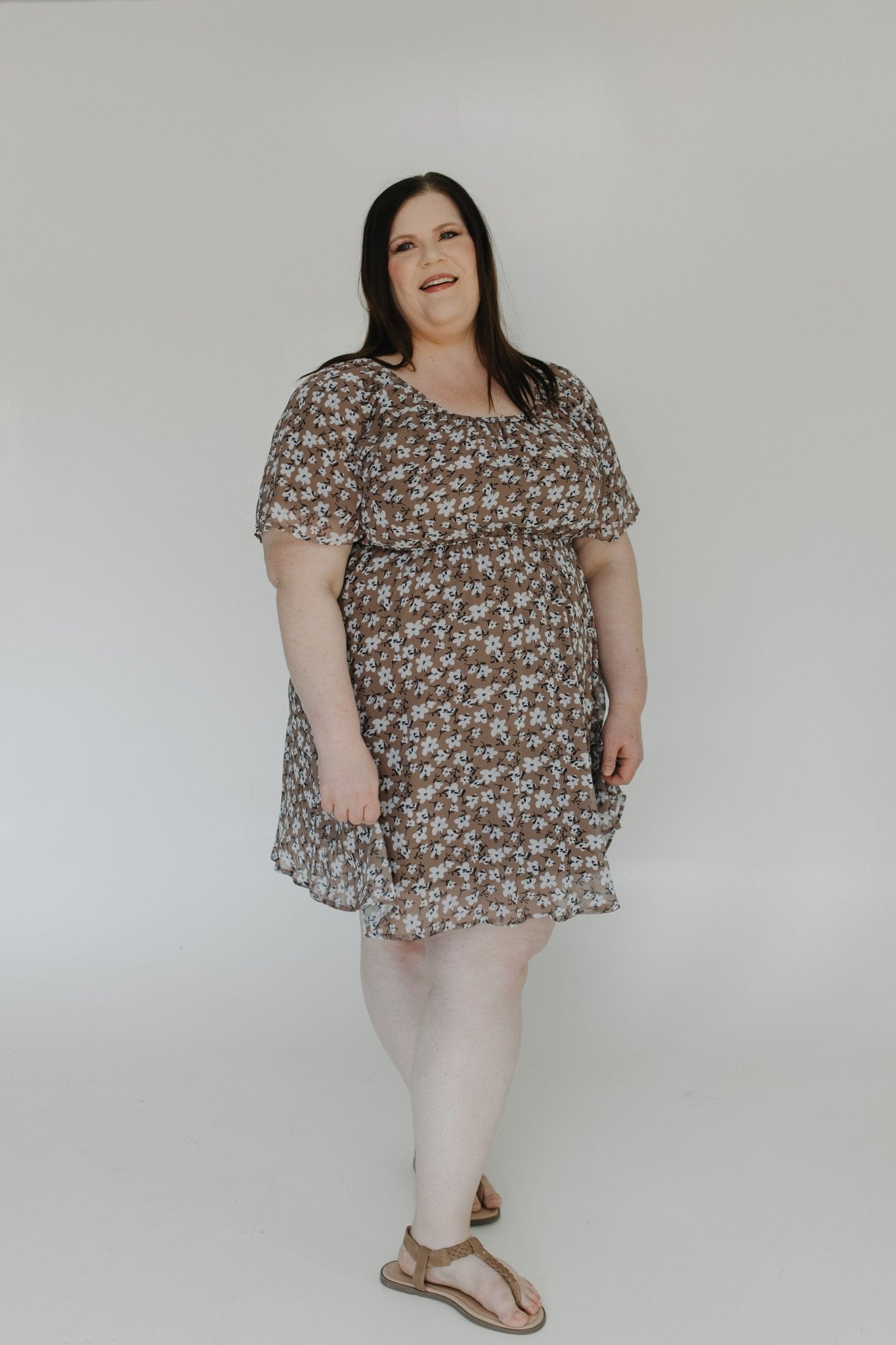FLORAL FLUTTER SLEEVE A-LINE DRESS FLORAL FLUTTER SLEEVE A-LINE DRESS
