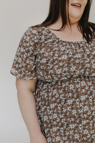 FLORAL FLUTTER SLEEVE A - LINE DRESS - Love Marlow