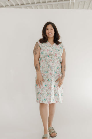 FLORAL PRINT DRAWSTRING WAIST DRESS - Love Marlow