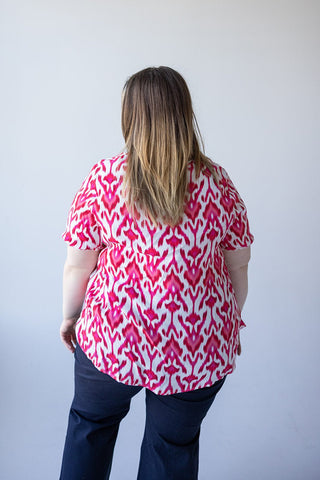 FLOWY ABSTRACT PRINT BLOUSE - Love Marlow