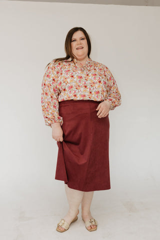 Flowy Blouson Sleeve Blouse – Sunset Bloom - Love Marlow