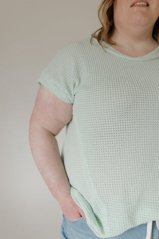 Flowy Raw Edge Detail Crochet Top – Pistachio - Love Marlow