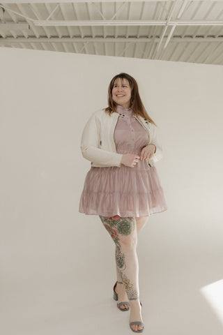 FLUTTER SLEEVE BUTTON FRONT DRESS IN ORCHID - Love Marlow