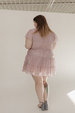 FLUTTER SLEEVE BUTTON FRONT DRESS IN ORCHID - Love Marlow