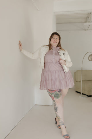 FLUTTER SLEEVE BUTTON FRONT DRESS IN ORCHID - Love Marlow