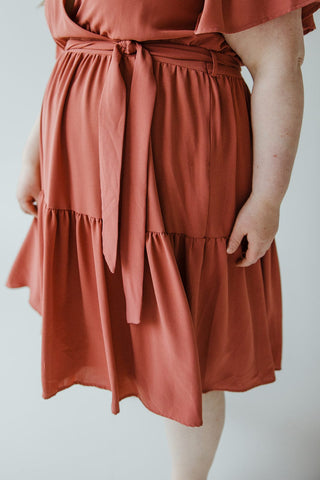 FLUTTER SLEEVE CHIFFON DRESS IN CANYON - Love Marlow