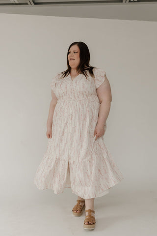 Flutter Sleeve Feminine Midi Dress – Vintage Cream - Love Marlow