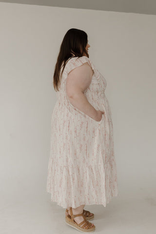 Flutter Sleeve Feminine Midi Dress – Vintage Cream - Love Marlow