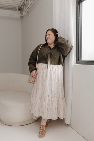 Flutter Sleeve Feminine Midi Dress – Vintage Cream - Love Marlow