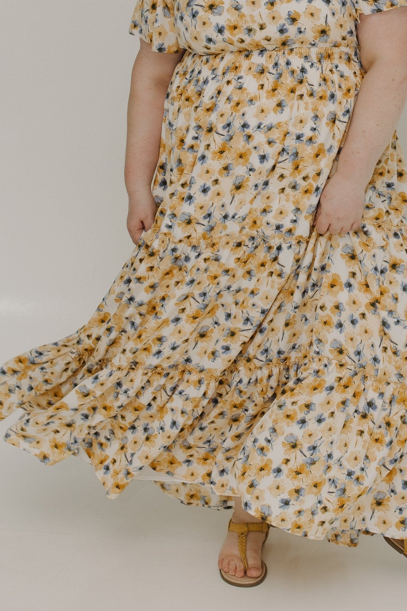 FLUTTER SLEEVE FLORAL DRESS IN BUTTERCREAM - Love Marlow