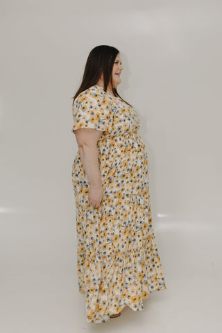 FLUTTER SLEEVE FLORAL DRESS IN BUTTERCREAM - Love Marlow