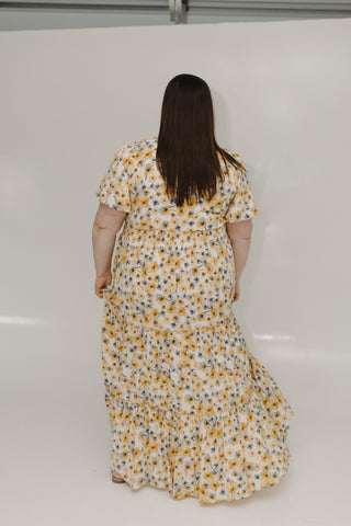 FLUTTER SLEEVE FLORAL DRESS IN BUTTERCREAM - Love Marlow