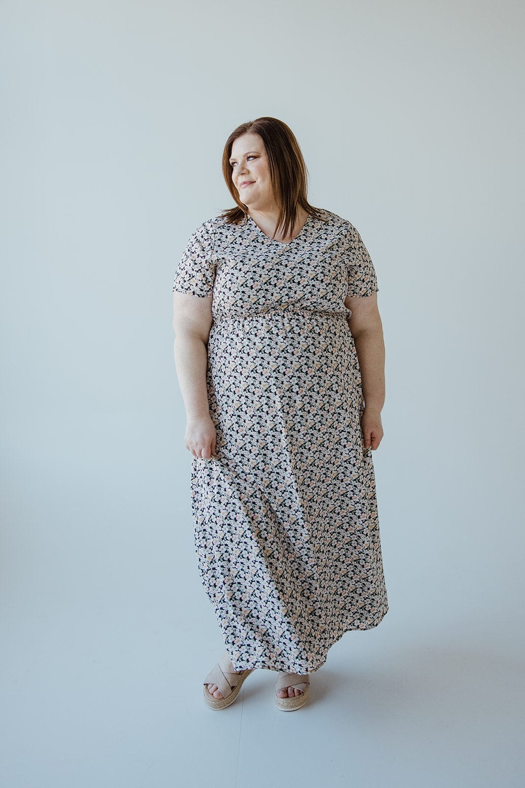 FLUTTER SLEEVE FLORAL MIDI LENGTH DRESS WITH TIE WAIST - Love Marlow