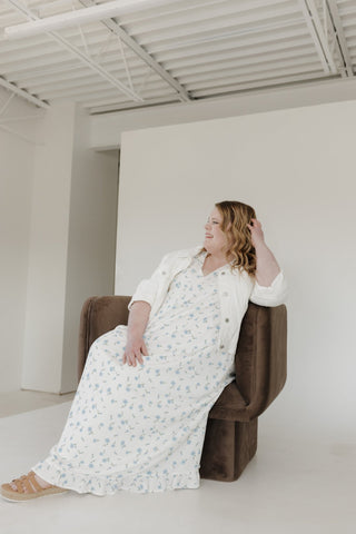 Flutter Sleeve Maxi Sheath Dress – Boho Blues - Love Marlow