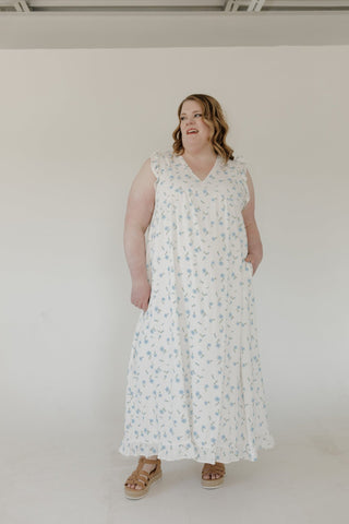 Flutter Sleeve Maxi Sheath Dress – Boho Blues - Love Marlow