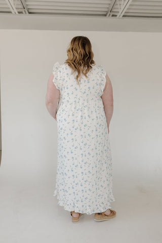 Flutter Sleeve Maxi Sheath Dress – Boho Blues - Love Marlow