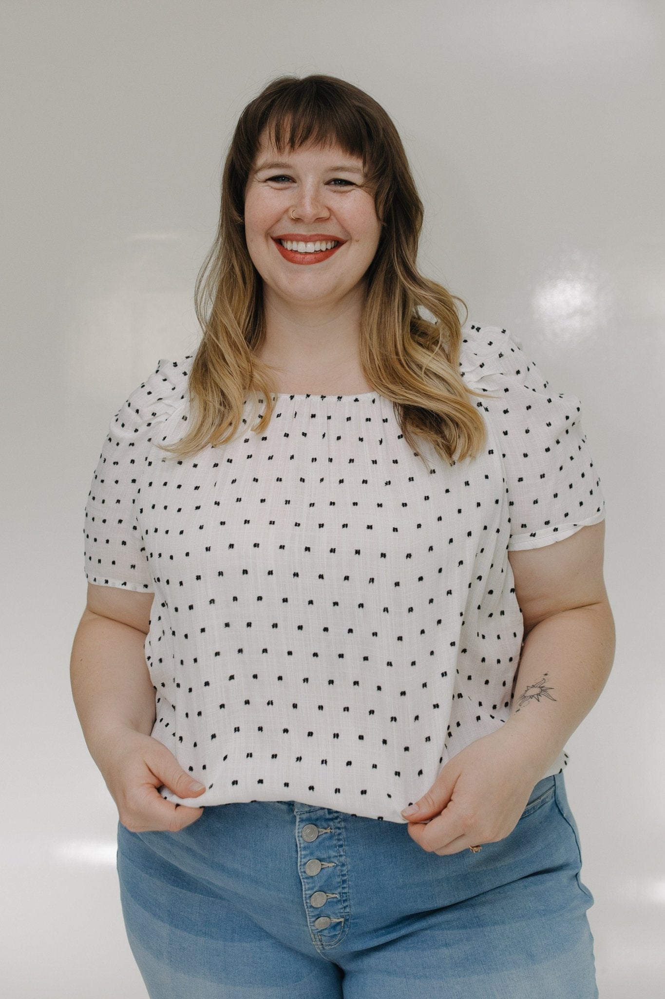 FLUTTER SLEEVE POLKA DOT BLOUSE - Love Marlow