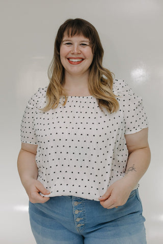 FLUTTER SLEEVE POLKA DOT BLOUSE - Love Marlow