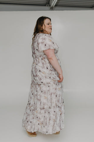 FLUTTER SLEEVE SOFT FLORAL DRESS WITH TIERED SKIRT - Love Marlow