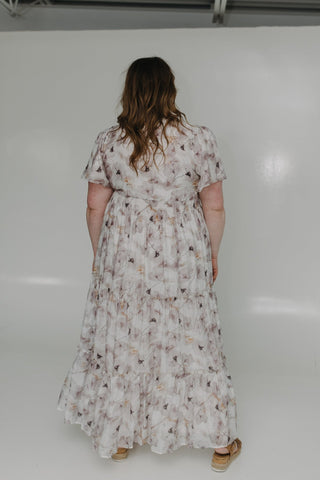 FLUTTER SLEEVE SOFT FLORAL DRESS WITH TIERED SKIRT - Love Marlow