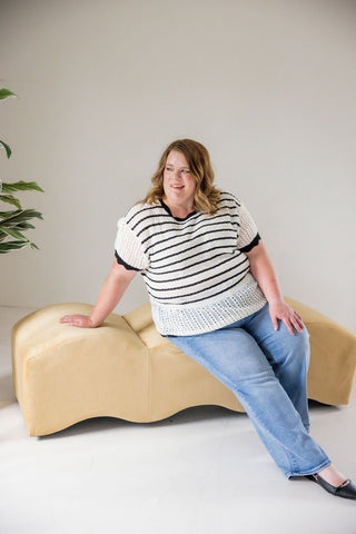 Flutter Sleeve Sweater – Ivory & Black - Love Marlow