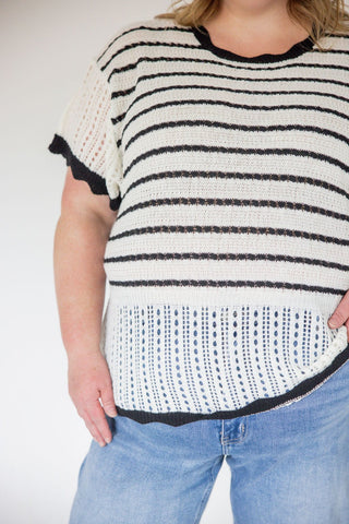 Flutter Sleeve Sweater – Ivory & Black - Love Marlow