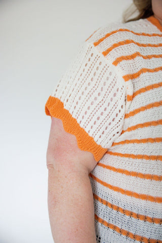 Flutter Sleeve Sweater – Ivory & Orange - Love Marlow