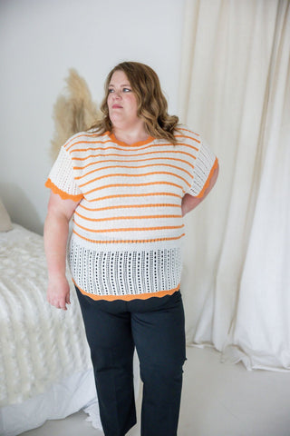 Flutter Sleeve Sweater – Ivory & Orange - Love Marlow