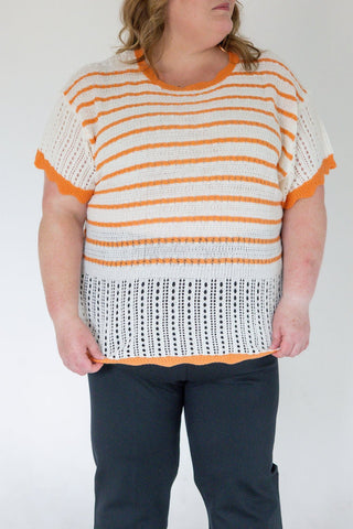 Flutter Sleeve Sweater – Ivory & Orange - Love Marlow