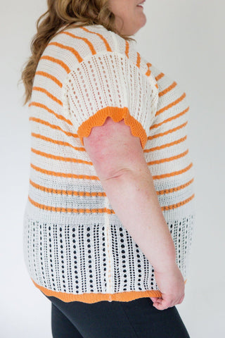 Flutter Sleeve Sweater – Ivory & Orange - Love Marlow