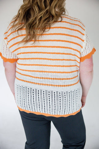 Flutter Sleeve Sweater – Ivory & Orange - Love Marlow
