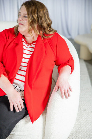 Flutter Sleeve Sweater – Ivory & Red - Love Marlow