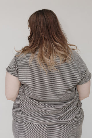 French Terry Striped Dolman Tee – Black & Sand - Love Marlow