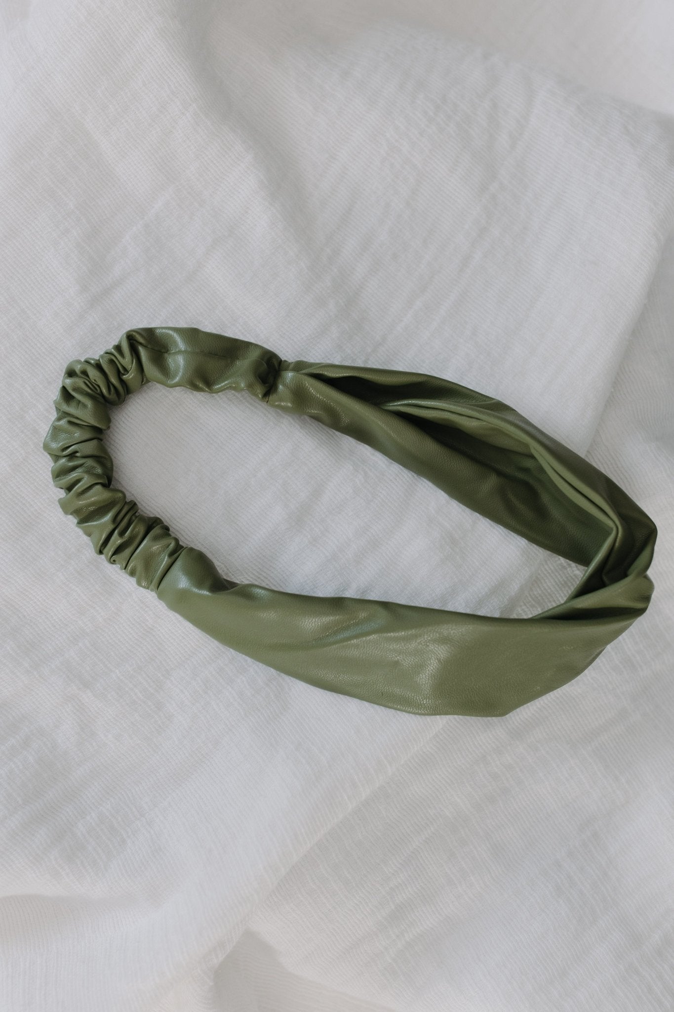FRESH OLIVE FAUX LEATHER HEADBAND - EFFORTLESS CHIC HAIR ACCESSORY - Love Marlow