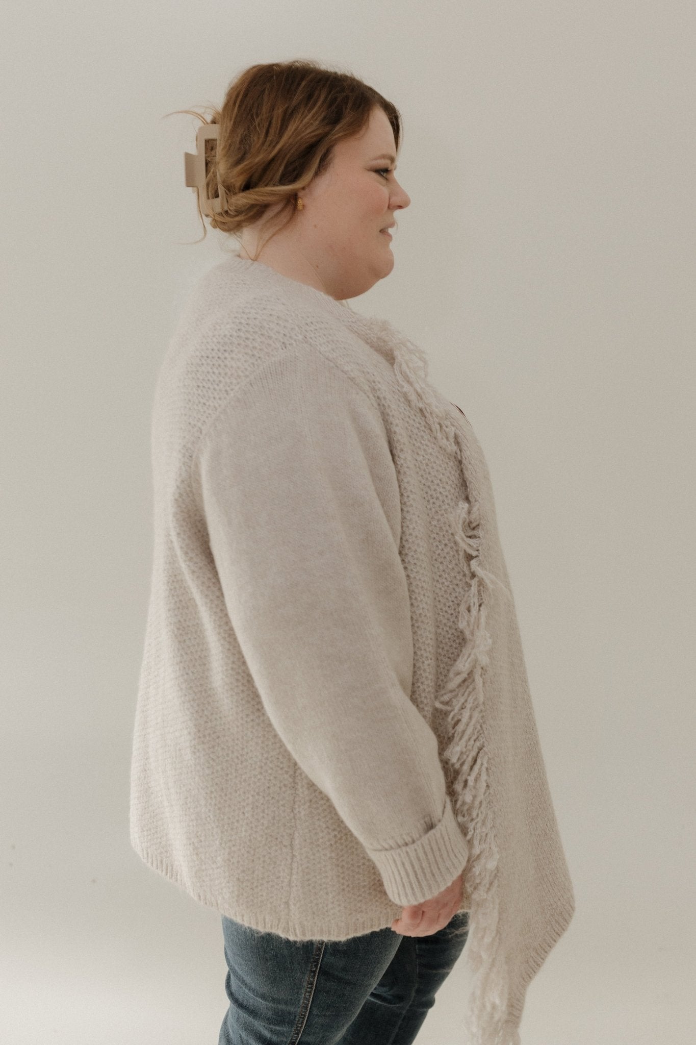 FRINGE EDGE KNIT CARDIGAN – LIGHT TAN - Love Marlow