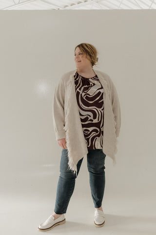 FRINGE EDGE KNIT CARDIGAN – LIGHT TAN - Love Marlow