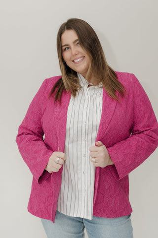 Fuchsia Lace Blazer – Statement Lace Layer - Love Marlow